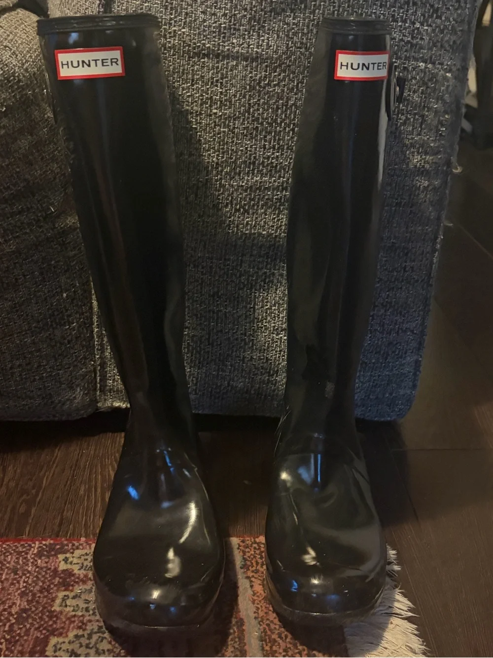 Hunter Gloss Tall Rain Boots - Black